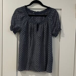 Joie Navy Blue Patterned Silk Women's Top, Size Small